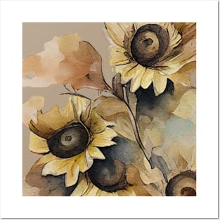 Sunflower watercolor #1 Posters and Art